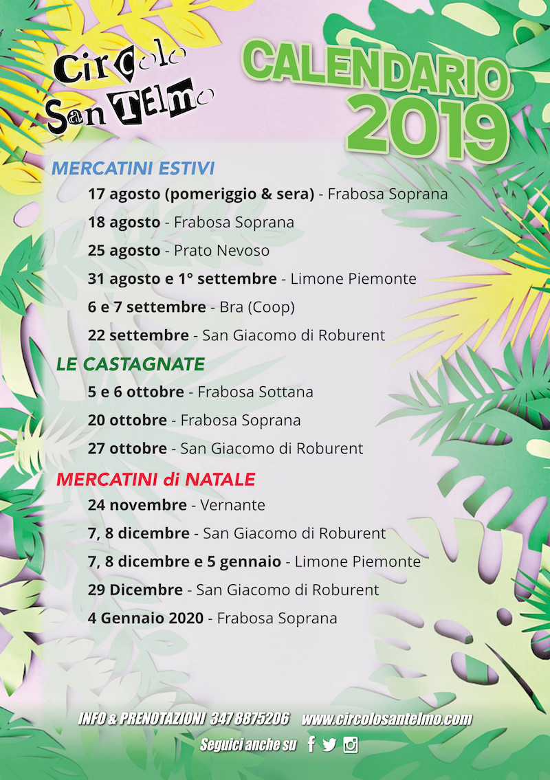 Calendario 2019 Circolo Santelmo